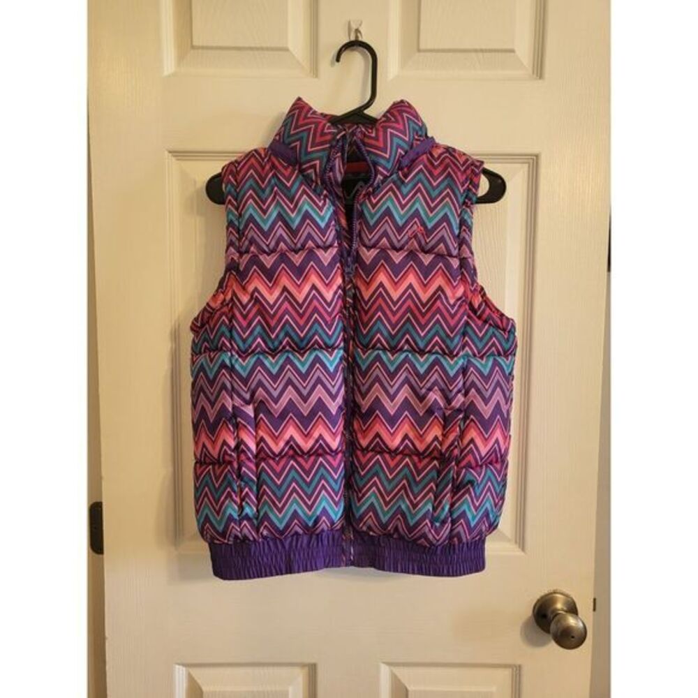 Vertical9 Girls Colorful Chevron Pattern‎ Zip-Up Vest Size L 14